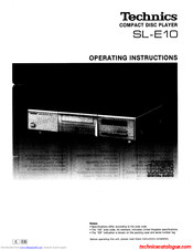 Technics SL-E10 Operating Instructions Manual