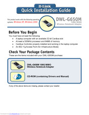 D-Link DWL-G650M - Super G With MIMO Quick Installation Manual