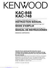 Kenwood KAC-748 Instruction Manual