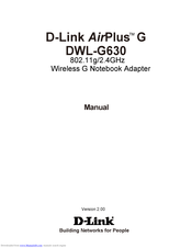 D-Link DWL-G630 - AirPlus G 802.11g Wireless PC Card Manual