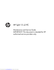 HP Split 13 x2 PC Maintenance And Service Manual