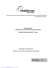 Fieldserver FS-8700-73 BACnet MSTP-Serial Manual
