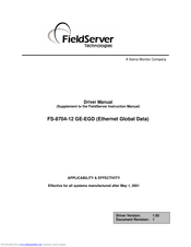 Fieldserver FS-8704-12 GE-EGD Manual