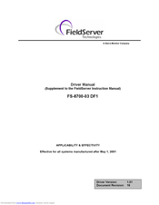 FieldServer FS-8700-03 DF1 Driver Manual