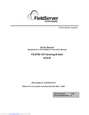 FieldServer Kahl HCS-R Driver Manual