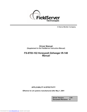 Fieldserver FS-8700-102 Honeywell Zellweger IR-148 Instruction Manual