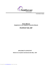 Fieldserver FS-8704-07 AB CSP Instruction Manual