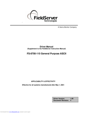 Fieldserver FS-8700-115 General Purpose ASCII Instruction Manual