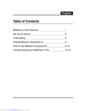 WideCam WideCam F100 User Manual
