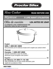 Proctor-Silex 840174901 Quick Manual