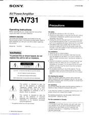 Sony TA-N731 Operating Instructions Manual
