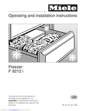 Miele F 9212 I Operating And Installation Instructions