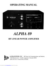Alpha/Power Alpha 89 Operating Manual