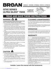Broan ULTRA SILENT QTXE Series Instructions Manual