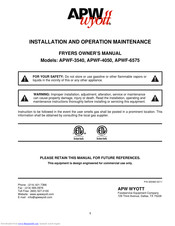 APW Wyott APWF-3540 Installation And Operation Maintenance Owner's Manual