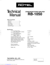 Rotel RB-1050 Technical Manual