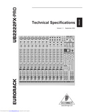 Behringer EURORACK UB2222FX-PRO Technical Specifications