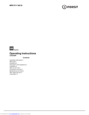 Indesit KP9 F11 S Operating Instructions Manual