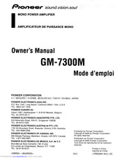 Pioneer GM-7300M - Amplifier Owner's Manual