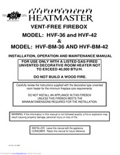 Heatmaster HVF-42 Installation, Operation And Maintenance Manual