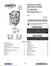 Lennox EL180UHE SERIES Installation Instructions Manual