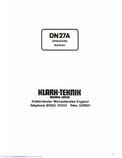 Klark Teknik DN27A Operator's Manual