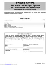 International Comfort Products DFC4H3 Owner's Manual