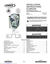 Lennox ELITE EL296UH135XE60D Installation Instructions Manual