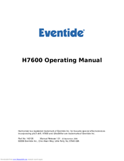 Eventide H7600 Operating Manual