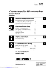 Hotpoint Countersaver Plus RVM1335 Owner's Manual