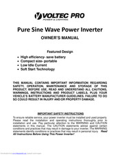 Voltec Pro Pure Sine Wave Owner's Manual