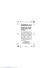 Radio Shack 20 Hour 9.6 V Ni-Cd/NI-MH Battery Pack Charger User Manual