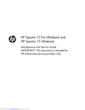 HP Spectre 13 Pro Series Maintenance Manual