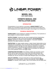 Linear Power 952 Owner's Manual And Installation Manual