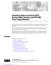 Cisco CATALYST RPS 2300 Installation Notes