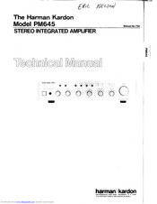 Harman Kardon PM645 Technical Manual