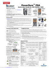 Liebert PowerSure PSA350MT-120 Quick Start Manual