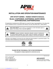 APW Wyott 24APW4BS20 Installation And Operation Maintenance