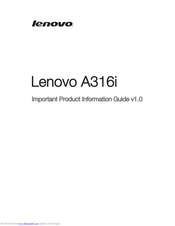 Lenovo A316i Important Product Information Manual