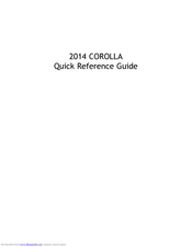 Toyota 2014 COROLLA Quick Reference Manual