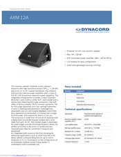 Dynacord AXM 12A Datasheet