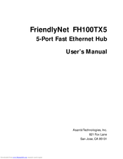 Asante FriendlyNet FH100TX5 User Manual