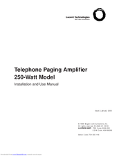Lucent Technologies Telephone Paging Amplifier Installation And Use Manual