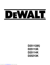 DeWalt D25112 Operating Instructions Manual