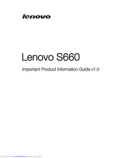 Lenovo S660 Important Product Information Manual