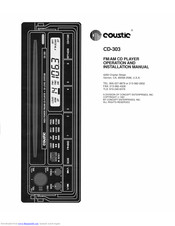 Coustic CD-303 Operation And Installation Manual
