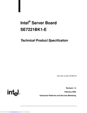 Intel SE7221BK1-E - Server Board - Mainboard Technical Product Specification