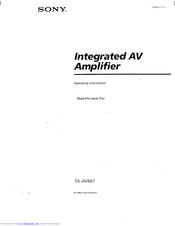 Sony TA-AV661 Operating Instructions Manual
