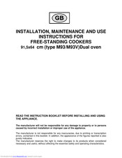 Bertazzoni M93 Installation, Maintenance And Use  Instructions