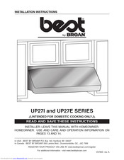Best UP27I SERIES Installation Instructions Manual